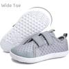 imageWateLves Wide Toddler Water Shoes Kids Barefoot Beach Swim Aqua Shoes Boys Girls Breathable Mesh Walking Hook and Loop SneakersLight Gray