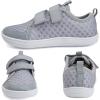 imageWateLves Wide Toddler Water Shoes Kids Barefoot Beach Swim Aqua Shoes Boys Girls Breathable Mesh Walking Hook and Loop SneakersLight Gray