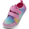 imageWateLves Wide Toddler Water Shoes Kids Barefoot Beach Swim Aqua Shoes Boys Girls Breathable Mesh Walking Hook and Loop SneakersColourful Fishscales