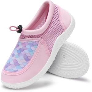 imageWateLves Kids Water Shoes for Boys and Girls Quick Dry Barefoot Aqua Socks Beach Swim Pool Shoes Toddler Little Kid to Big KidPink Fish Scales