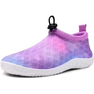 imageWateLves Toddler Water Shoes Kids Boys and Girls Quick Dry Lightweight NonSlip Aqua Swim Socks with Flexible Thick Sole for Beach Pool SurfingPurple Fishscales