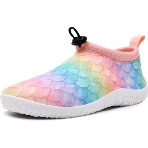 imageWateLves Toddler Water Shoes Kids Boys and Girls Quick Dry Lightweight NonSlip Aqua Swim Socks with Flexible Thick Sole for Beach Pool SurfingRainbow