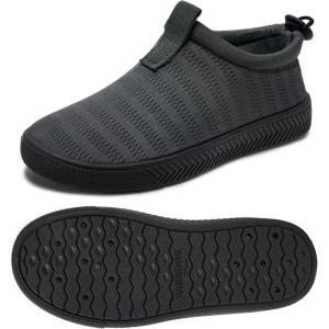 imageWateLves Toddler Water Shoes Kids Boys and Girls Quick Dry Water Sneakers Slip On Aqua Swim Shoes for Beach Daily WalkingDark Gray