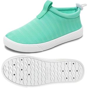 imageWateLves Toddler Water Shoes Kids Boys and Girls Quick Dry Water Sneakers Slip On Aqua Swim Shoes for Beach Daily WalkingMoon Green