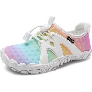 imageWateLves ToddlerLittleBigKid Water Shoes Wide Barefoot Aqua Athletic Sneakers Girls Boys Hiking Beach Swim Fast Dry Shoes Builtin Heel GripsColourful