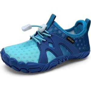 imageWateLves ToddlerLittleBigKid Water Shoes Wide Barefoot Aqua Athletic Sneakers Girls Boys Hiking Beach Swim Fast Dry Shoes Builtin Heel GripsGradient Blue