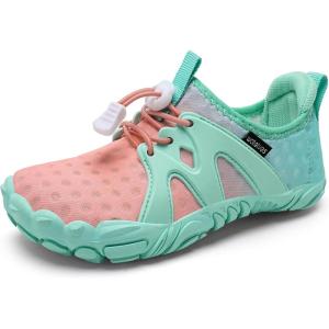 imageWateLves ToddlerLittleBigKid Water Shoes Wide Barefoot Aqua Athletic Sneakers Girls Boys Hiking Beach Swim Fast Dry Shoes Builtin Heel GripsPink Green