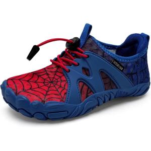 imageWateLves ToddlerLittleBigKid Water Shoes Wide Barefoot Aqua Athletic Sneakers Girls Boys Hiking Beach Swim Fast Dry Shoes Builtin Heel GripsRed Blue