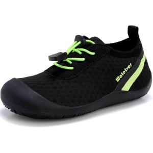 imageWateLves Wide Toddler Water Shoes Kids Barefoot Athletic Sneakers Girls Boys Quick Dry Aqua Socks for Beach Hiking Swim Kayak Sport Accessories Camping EssentialsBlackGreen