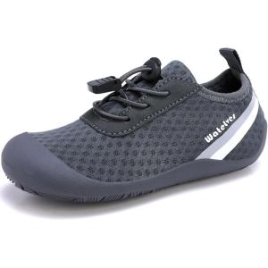 imageWateLves Wide Toddler Water Shoes Kids Barefoot Athletic Sneakers Girls Boys Quick Dry Aqua Socks for Beach Hiking Swim Kayak Sport Accessories Camping EssentialsDark Gray