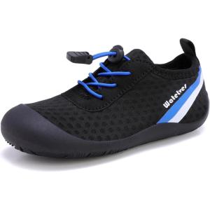 imageWateLves Wide Toddler Water Shoes Kids Barefoot Athletic Sneakers Girls Boys Quick Dry Aqua Socks for Beach Hiking Swim Kayak Sport Accessories Camping EssentialsBlack Blue