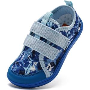 imageWateLves Wide Toddler Water Shoes Kids Barefoot Beach Swim Aqua Shoes Boys Girls Breathable Mesh Walking Hook and Loop SneakersBlue Shark