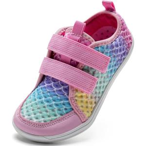 imageWateLves Wide Toddler Water Shoes Kids Barefoot Beach Swim Aqua Shoes Boys Girls Breathable Mesh Walking Hook and Loop SneakersColourful Fishscales
