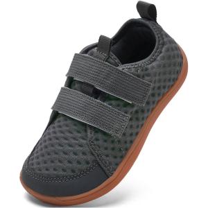 imageWateLves Wide Toddler Water Shoes Kids Barefoot Beach Swim Aqua Shoes Boys Girls Breathable Mesh Walking Hook and Loop SneakersDark Gray