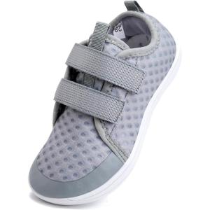 imageWateLves Wide Toddler Water Shoes Kids Barefoot Beach Swim Aqua Shoes Boys Girls Breathable Mesh Walking Hook and Loop SneakersLight Gray