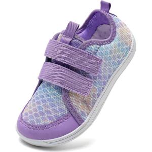 imageWateLves Wide Toddler Water Shoes Kids Barefoot Beach Swim Aqua Shoes Boys Girls Breathable Mesh Walking Hook and Loop SneakersPurple Fishscales