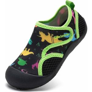 imageWateLves Wide Toddler Water Shoes Kids Quick Dry Barefoot Shoes Girls Boys Aqua Athletic Sneakers for Beach Hiking Swim Kayak Sport Accessories Camping EssentialsDinosaurs