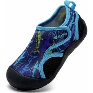 imageWateLves Wide Toddler Water Shoes Kids Quick Dry Barefoot Shoes Girls Boys Aqua Athletic Sneakers for Beach Hiking Swim Kayak Sport Accessories Camping EssentialsSharks