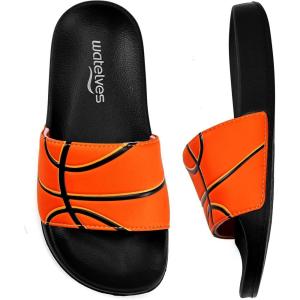 image:imageWateLves Girls amp Boys Slide Sandals Kids Summer Slippers Slip On for Outdoor Beach Pool Shower Little KidBig KidBasketball