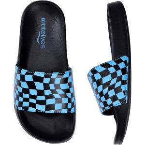 image:imageWateLves Girls amp Boys Slide Sandals Kids Summer Slippers Slip On for Outdoor Beach Pool Shower Little KidBig KidBlueBlack