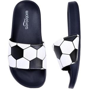 image:imageWateLves Girls amp Boys Slide Sandals Kids Summer Slippers Slip On for Outdoor Beach Pool Shower Little KidBig KidSoccer
