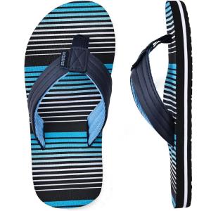image:imageWateLves Kids Flip Flops Boys Girls Sandals Youth Big Kid Summer Slip on Thong Slide Sandals for Beach Pool Shower LittleBig KidBlackBlue Stripes
