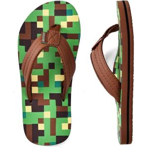 image:imageWateLves Kids Flip Flops Boys Girls Sandals Youth Big Kid Summer Slip on Thong Slide Sandals for Beach Pool Shower LittleBig KidBrownGreen
